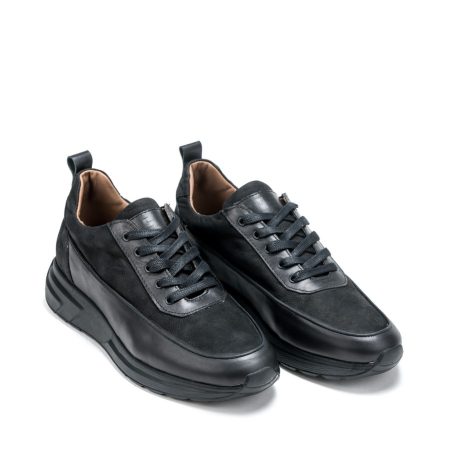 Muške kožne plitke patike Pasito-723-1 crne ravne