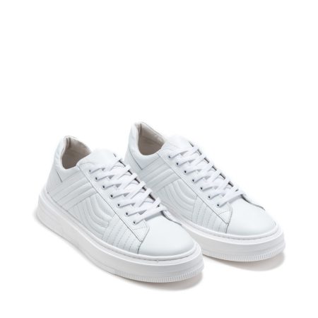 Muške kožne plitke patike Pasito-727-5 bele ravne