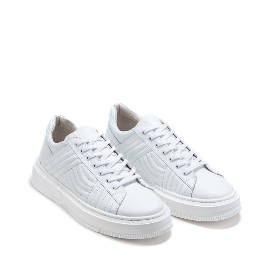 Muške kožne plitke patike Pasito-727-5 bele ravne 1 Muške kožne plitke patike Pasito-727-5 bele ravne