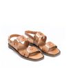 Ženske kožne sandale Pasito-7012618 tamno bež ravne