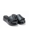 Ženske kožne papuče Pasito-701311 crne ravne
