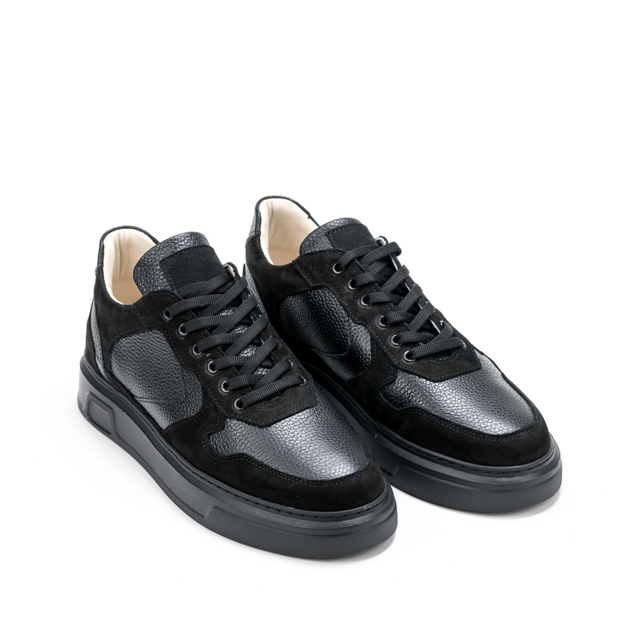 Muške kožne plitke cipele Pasito-720-1 crne ravne 1 Muške kožne plitke cipele Pasito-720-1 crne ravne