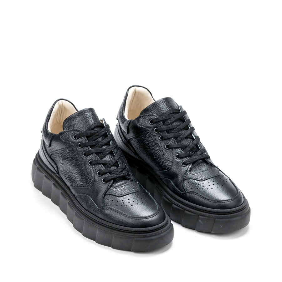 Muške kožne plitke cipele Pasito-751 crne ravne 1 Muške kožne plitke cipele Pasito-751 crne ravne