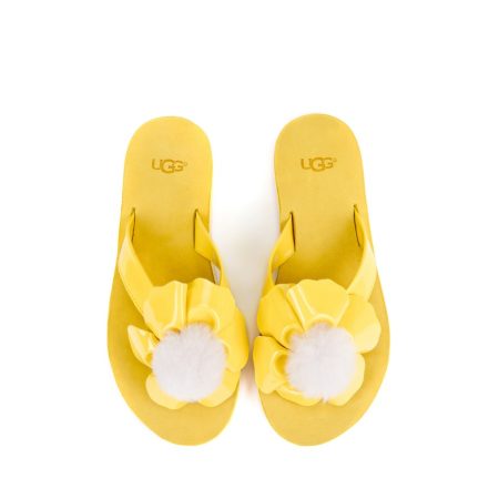 Ženske papuče UGG-poppy žute ravne 5 Creator obuća | Ženska kožna obuća | Ženske kožne papuče | Ženske kožne papuče na štiklu | papuče na štiklu | Ženske papuče | Štikla | Sezona proleće leto 2023/2024 | Proleće leto 2023 | Creator |