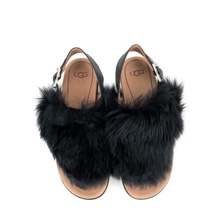 Ženske kožne sandale UGG-holly crne ravne 5 Creator obuća | Ženska kožna obuća | Ženske kožne sandale | Ženske kožne sandale na štiklu | Sandale na štiklu | Ženske sandale | Štikla | Sezona proleće leto 2023/2024 | Proleće leto 2023 | Creator |